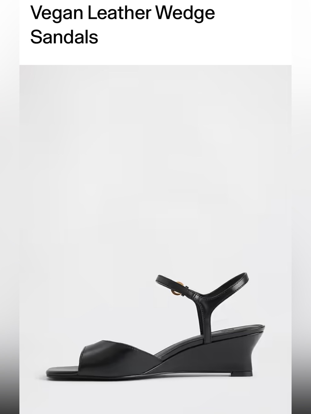 GAP Black Vegan Leather Ankle-Strap Wedge Sandals